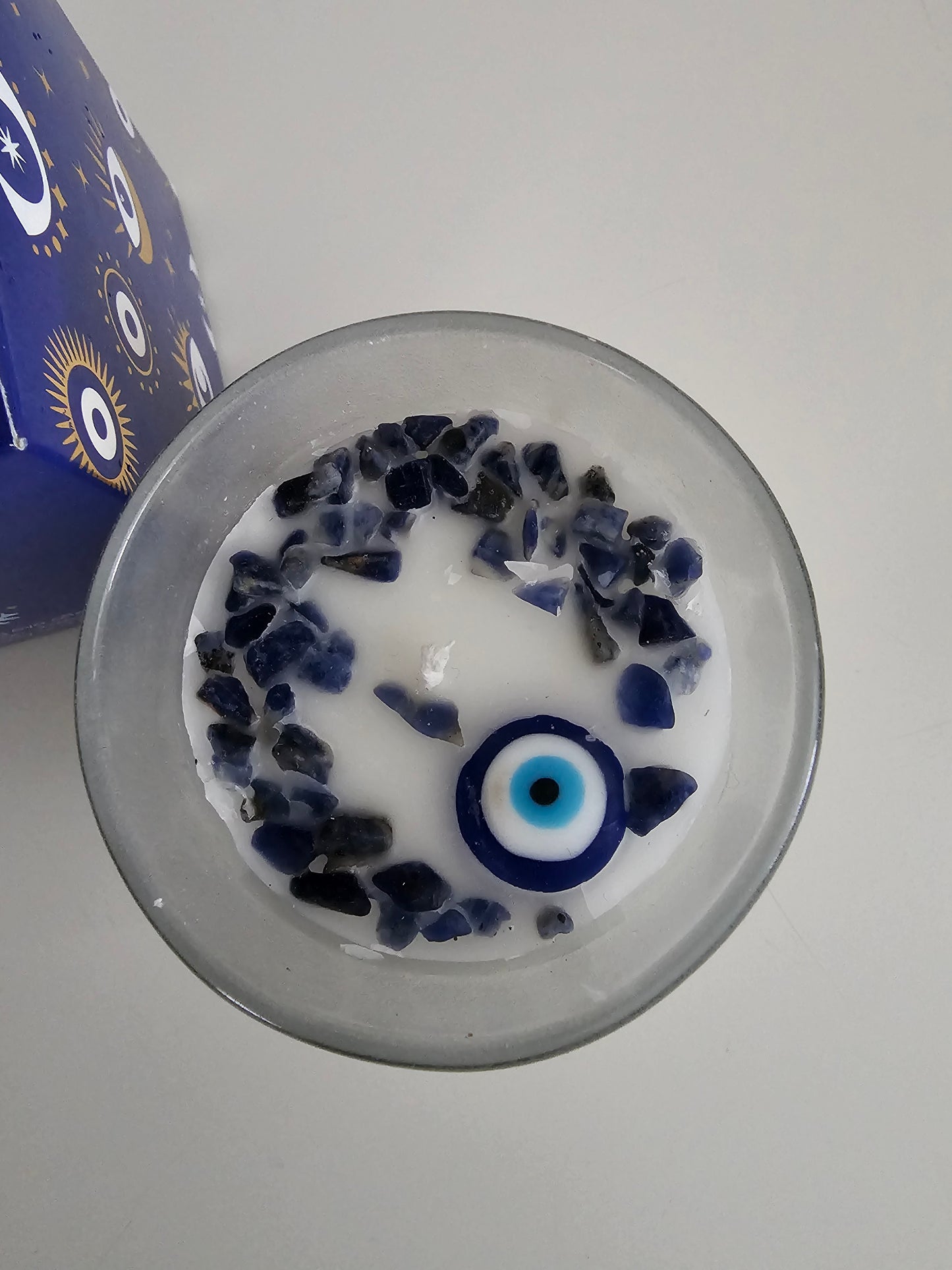All Seeing Eye White Sage Crystal Chip Protection Candle