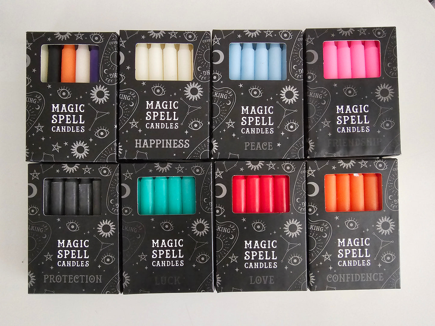 Pack of 12 Light Blue 'Peace' Spell Candles