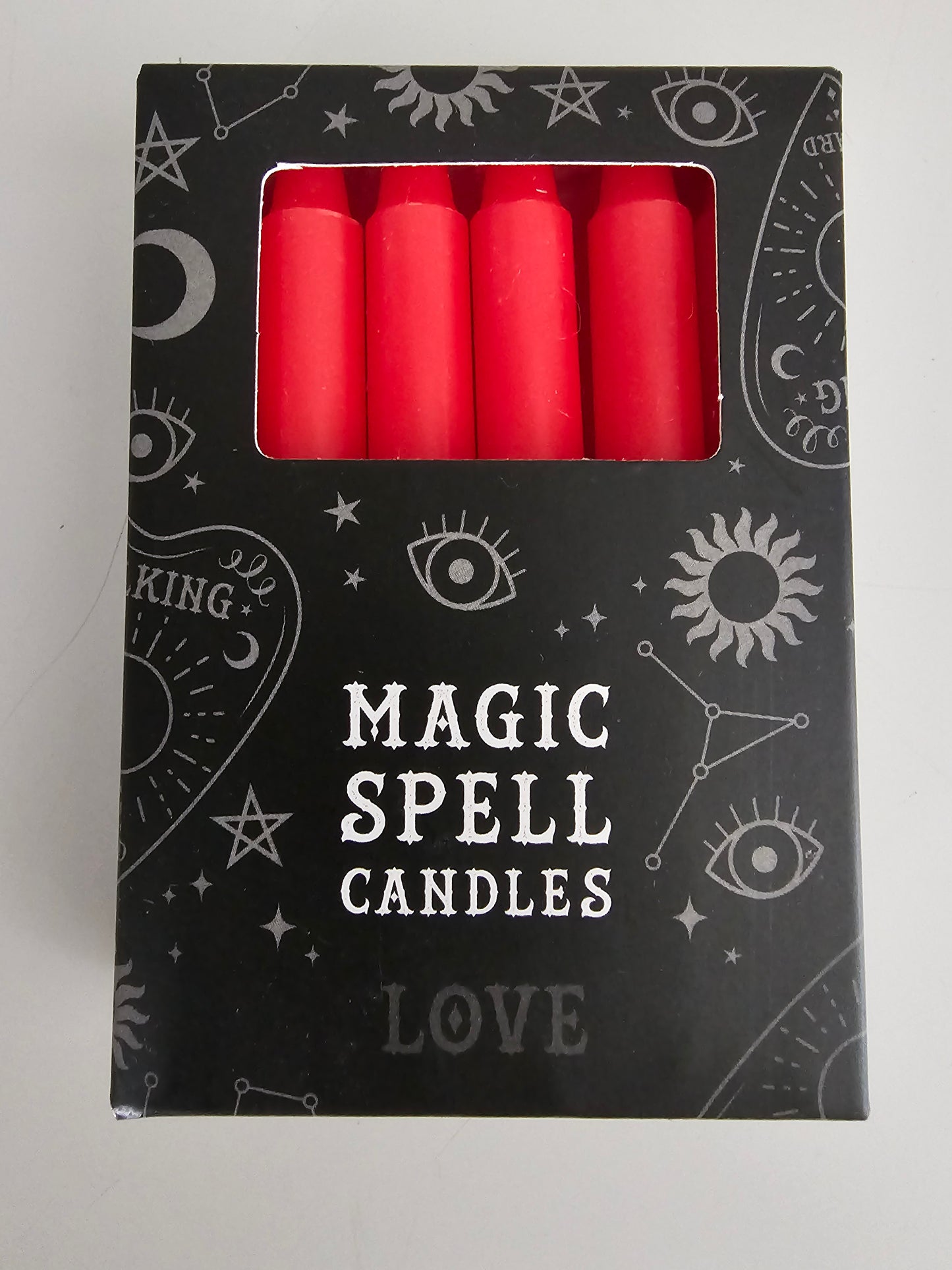 Pack of 12 Red 'Love' Spell Candles