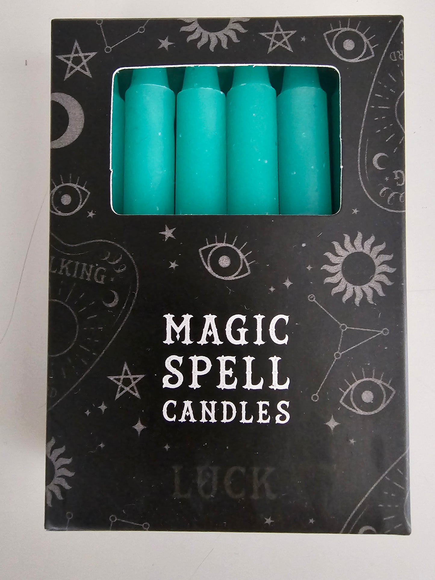 Pack of 12 Green 'Luck' Spell Candles