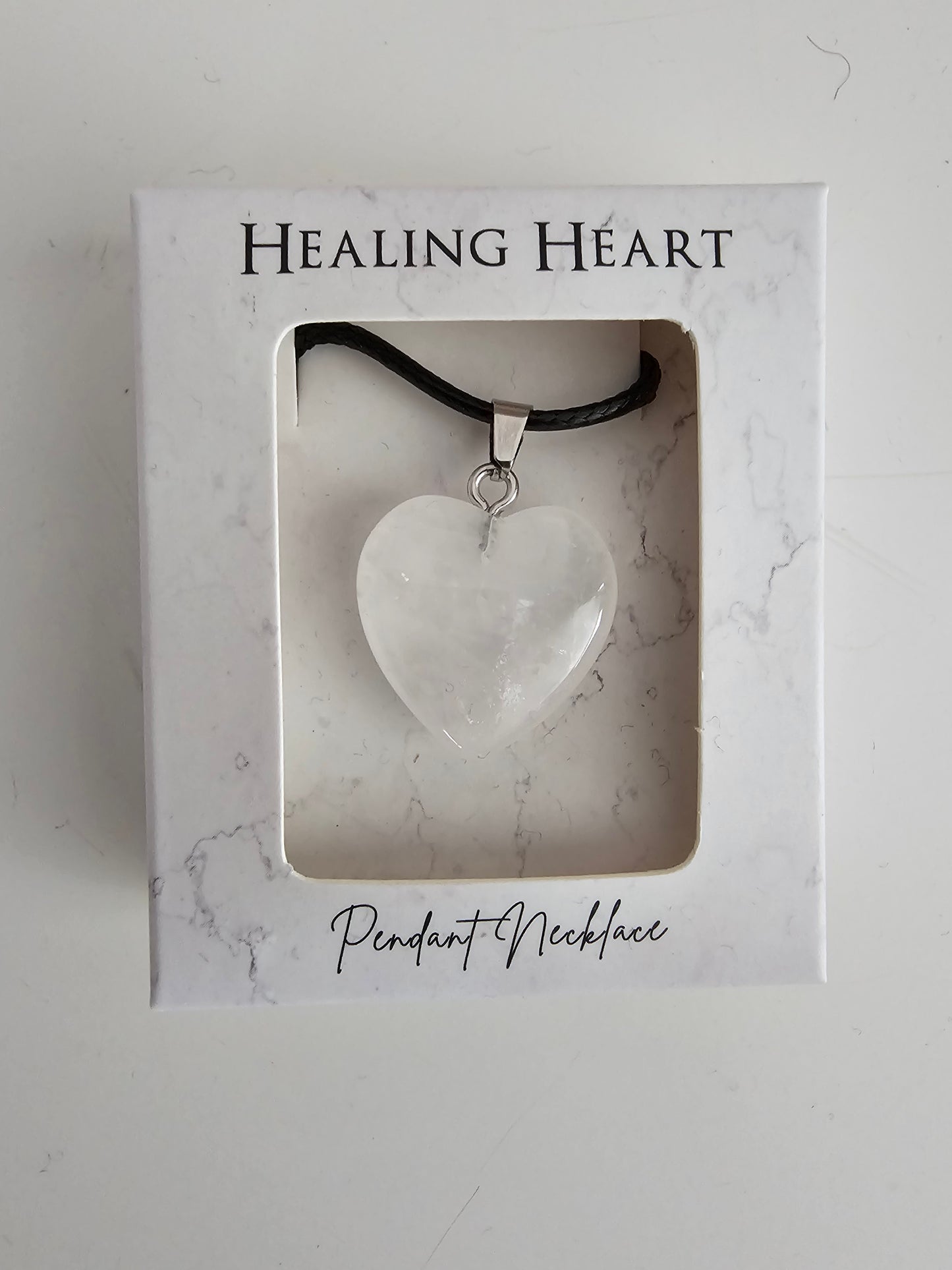 Clear Quartz Healing Heart Pendant Necklace