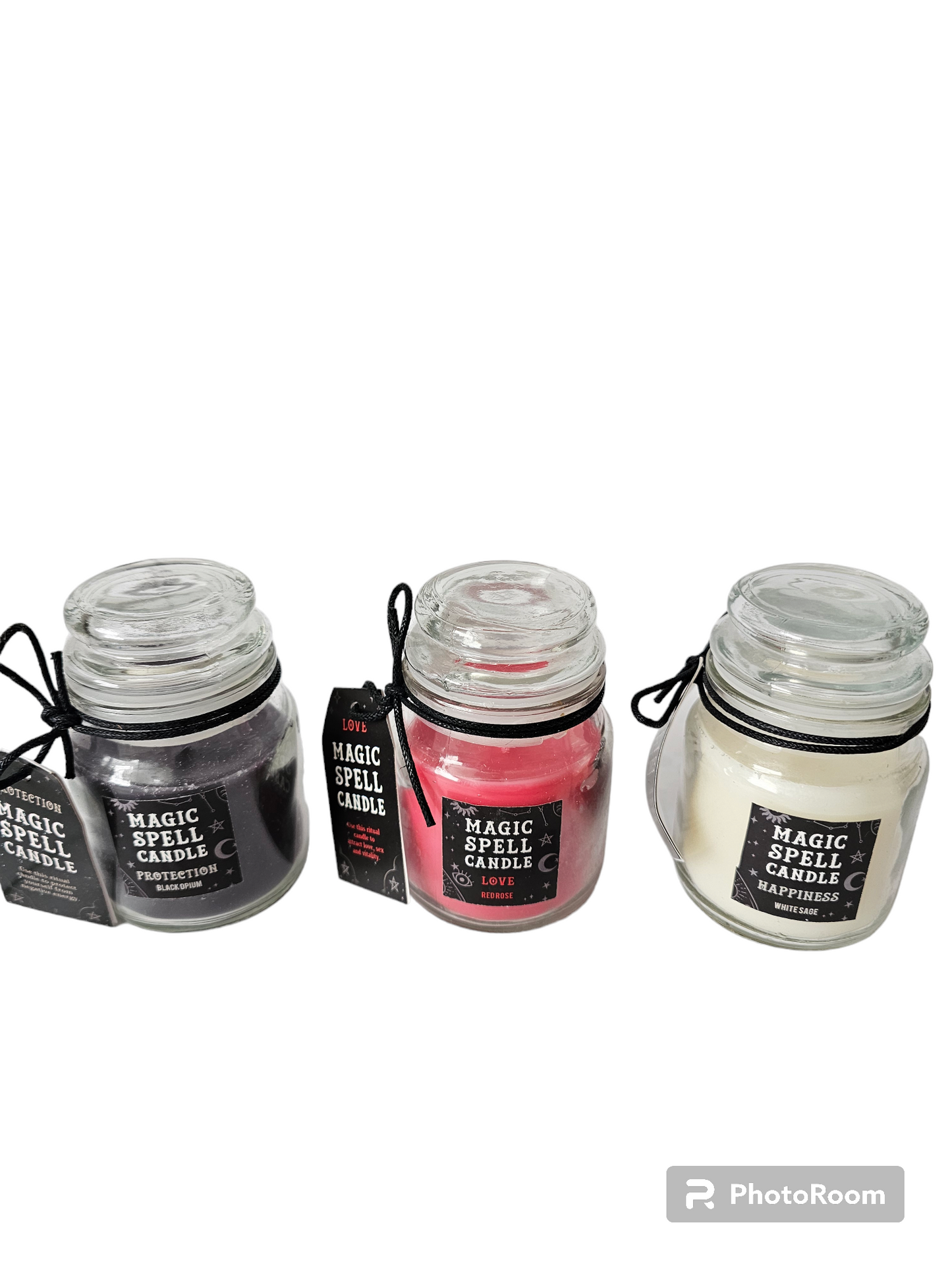 Trio of Spell Jar Candles - 'Protection, Love & Happiness'