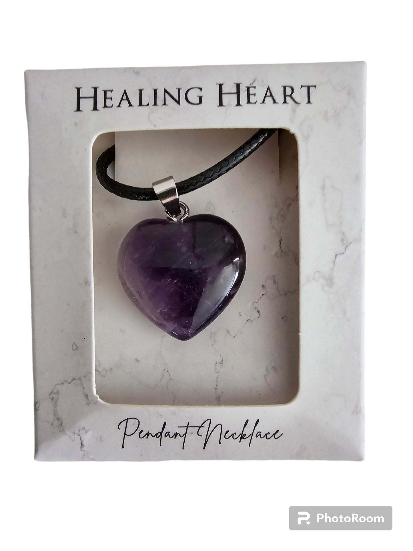 Amethyst Healing Heart Pendant Necklace