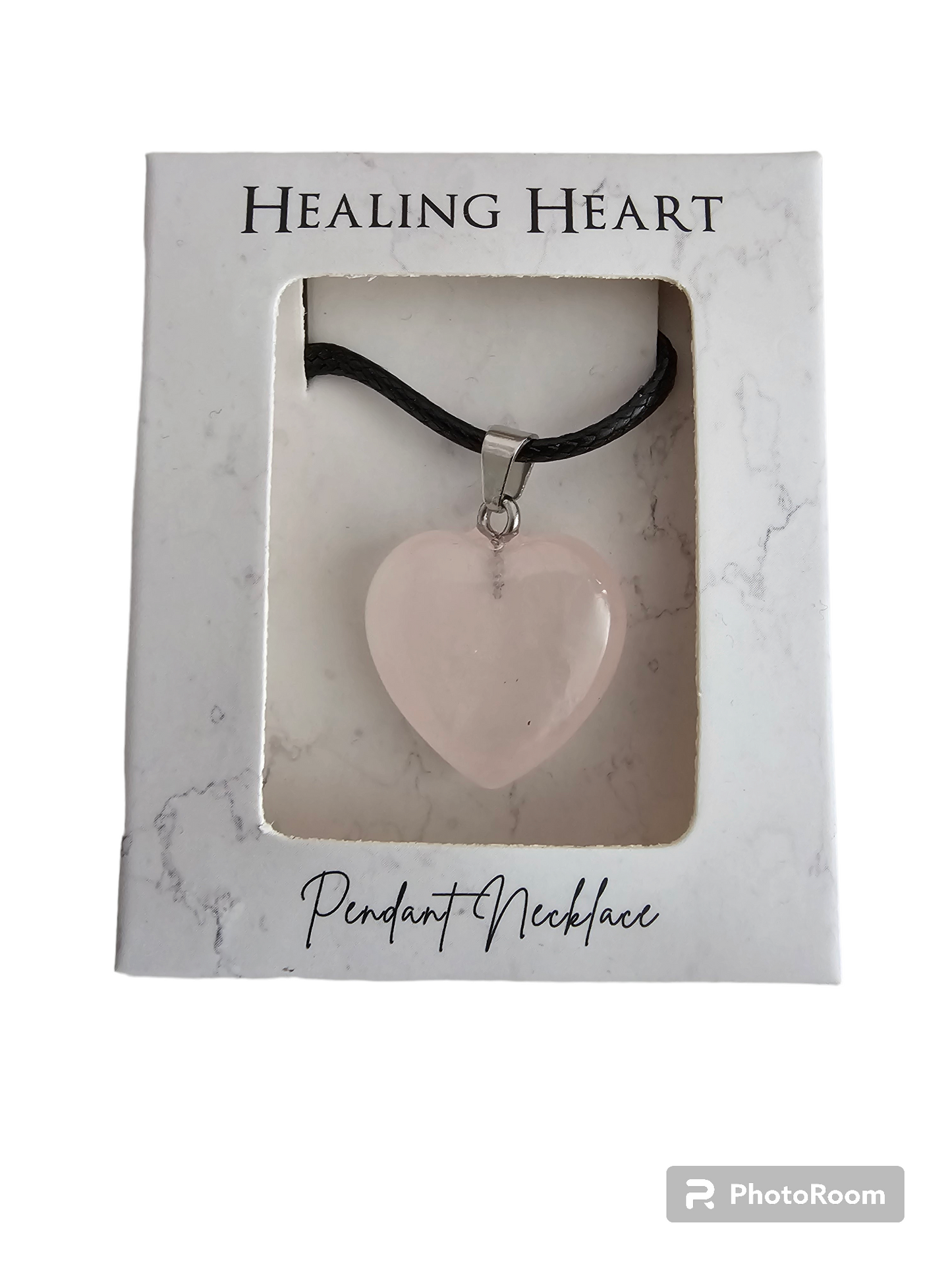 Rose Quartz Healing Heart Pendant Necklace
