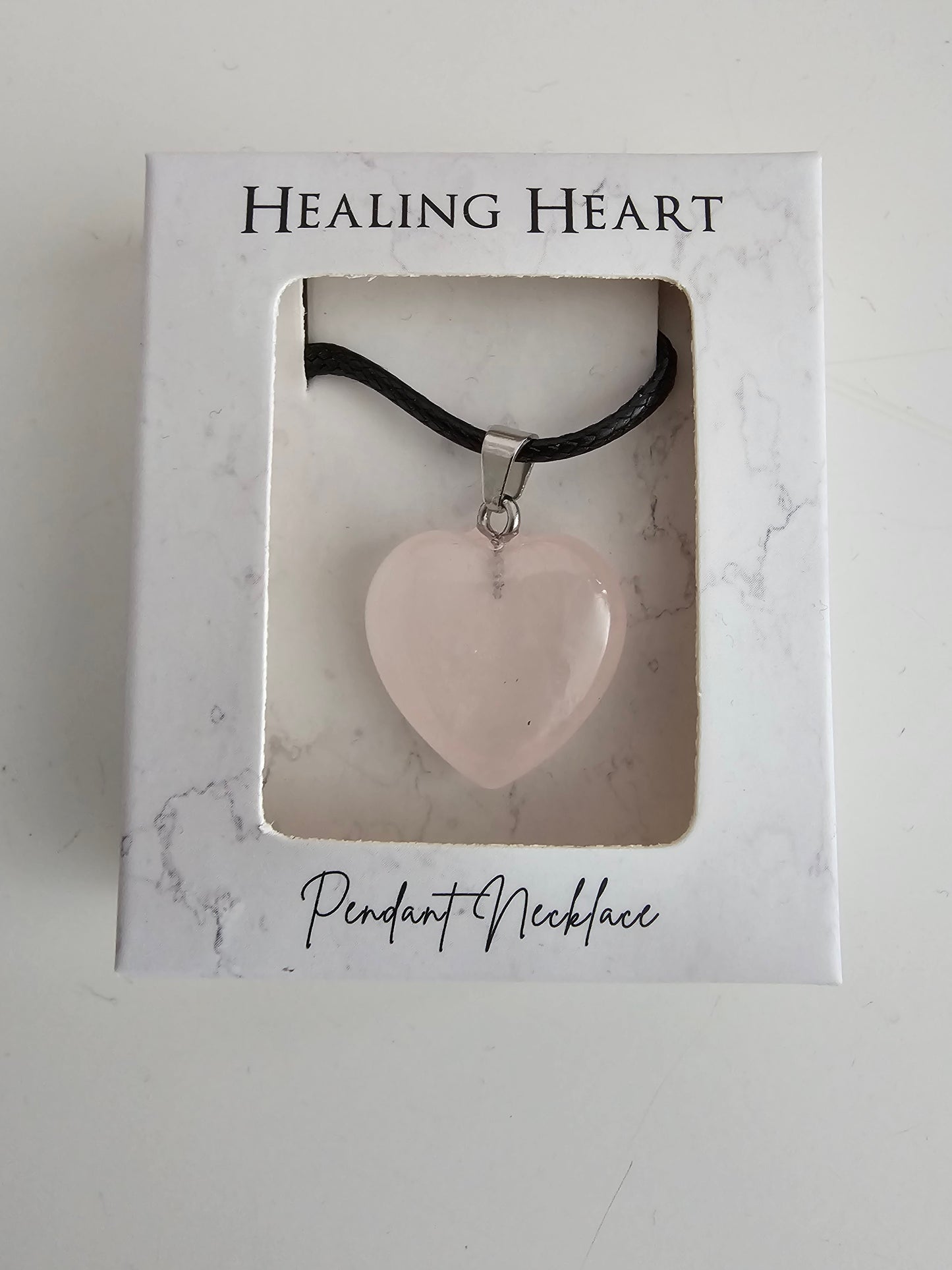 Rose Quartz Healing Heart Pendant Necklace