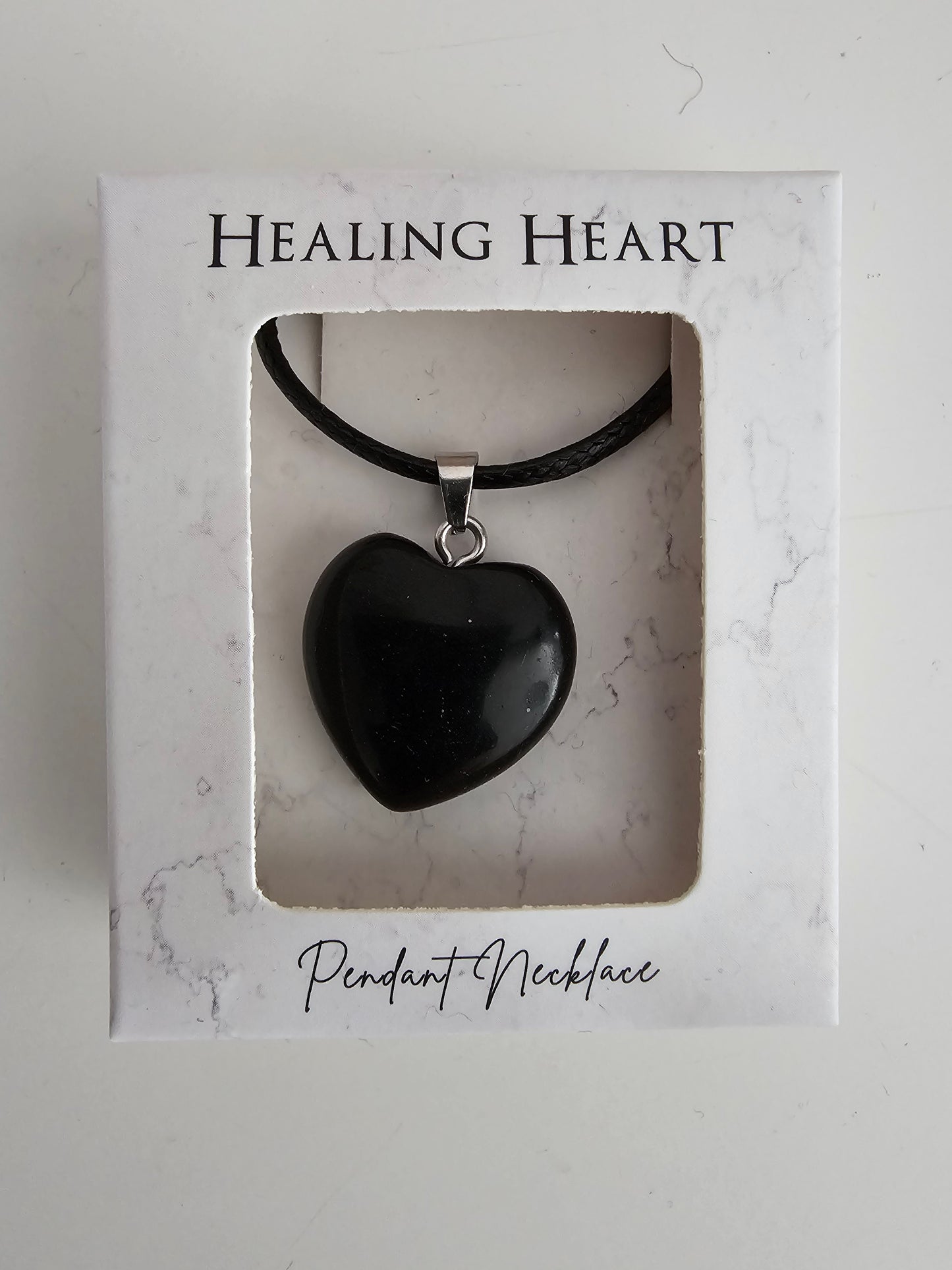 Black Obsidian Healing Heart Pendant Necklace
