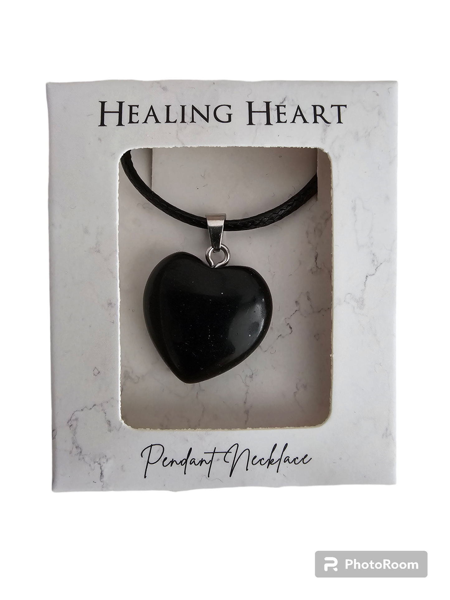 Black Obsidian Healing Heart Pendant Necklace